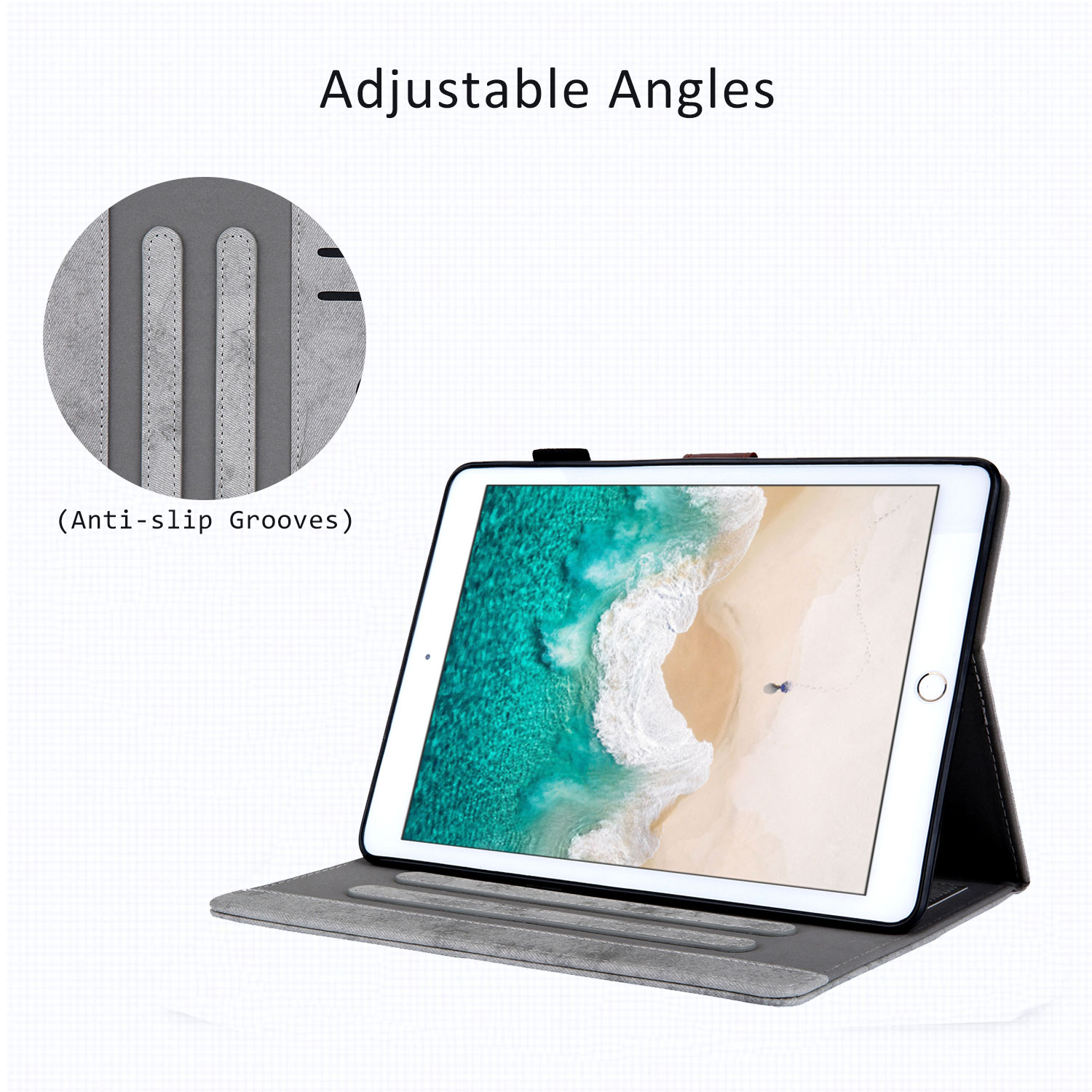 Allytech iPad 8th Gen 2020 Case 10.2 Inch, iPad 7th Gen 2019 Case, PU Leather Slim Fit Multi Angle Stand Smart Cover Auto Sleep Wake Shockproof Folio Flip Pencil Holder Case for Apple iPad 10.2",Gray
