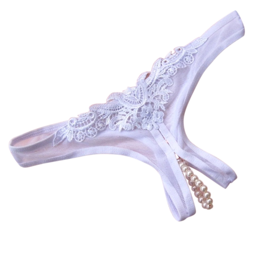 AKDSteel - Ladies Sexy Underwear Women Soft Open Crotch Underpants Lace Pearl G-String Briefs ...