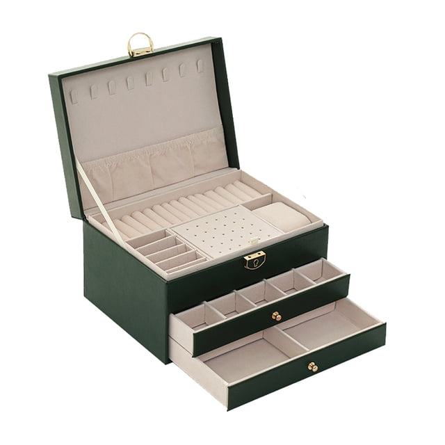 Organizador Joyero Yuarrent 3 capas Almacenamiento Verde oscuro 23*17*13.5 cm
