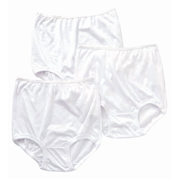 100% Cotton Cuff Leg Panty, Three Pack in White Size 5 (Style 118)
