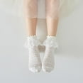 thumbnail image 3 of Odeerbi Lace Ruffle Socks for Kids Girls Cute Soft Cotton Crew Socks Spring Summer Solid Color Lace Socks Princess Dance Socks, 3 of 3