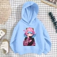 thumbnail image 2 of Confree Sweatshirts For Girls Graphic Print Long Sleeve Hoodie Spring Autumn Everyday Wear Soft Casual Big Girls Pullover Top Size 8-9 Years Blue, 2 of 3