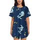thumbnail image 1 of Fotbe Space Dinosaur Conjunto de Pijama Estampado para Mujer, 2 Piezas, Ropa de Dormir con Camiseta de Manga Corta y Shorts Suaves-Large, 1 of 6