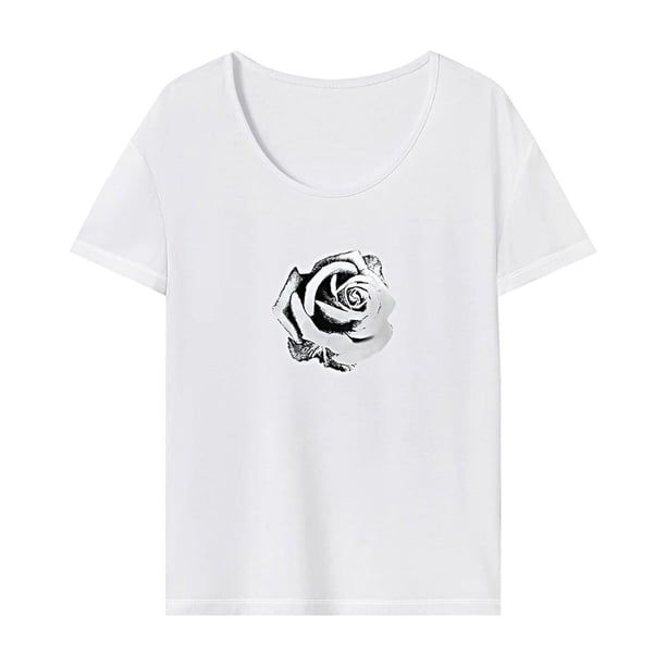Camiseta de verano suave y elegante con cuello redondo para mujer, para mochilero en la calle, vacaciones