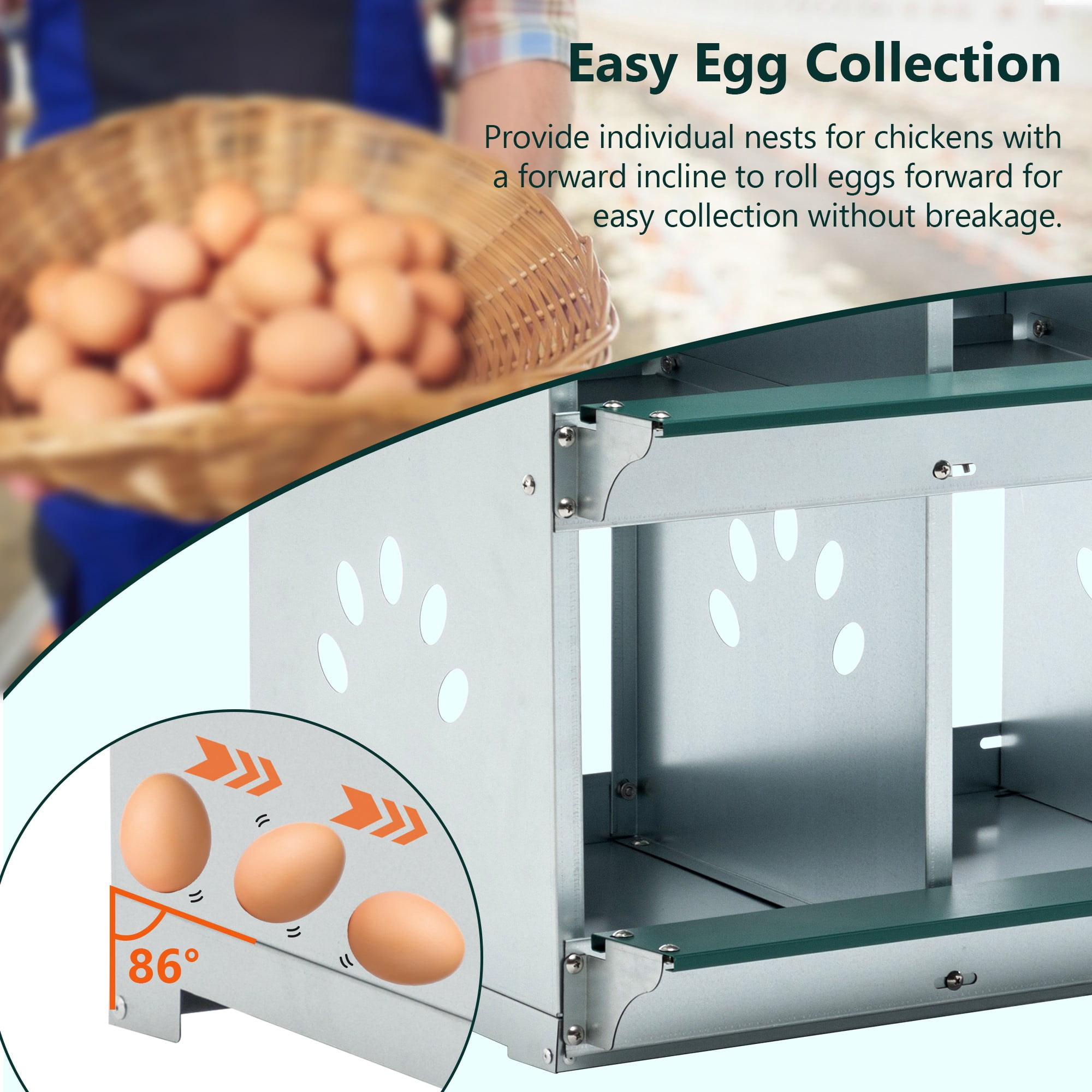 Leumius Nesting Boxes for Chickens,4-Hole Chicken Nesting Boxes Wall Mount,Large Vented Holes Chicken Coop Box for Outdoor Chicken Coop Farm Yard,Green