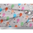 thumbnail image 3 of Soimoi Gray Heavy Satin Fabric Cloud & Hot Air Balloon Holiday Print Fabric by Yard 54 Inch Wide, 3 of 3