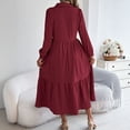 thumbnail image 5 of Spring Dresses for Women 2026 Trendy Long Sleeve Button Down Collared Ruffle Hem A Line Flowy Long Dress, 5 of 8