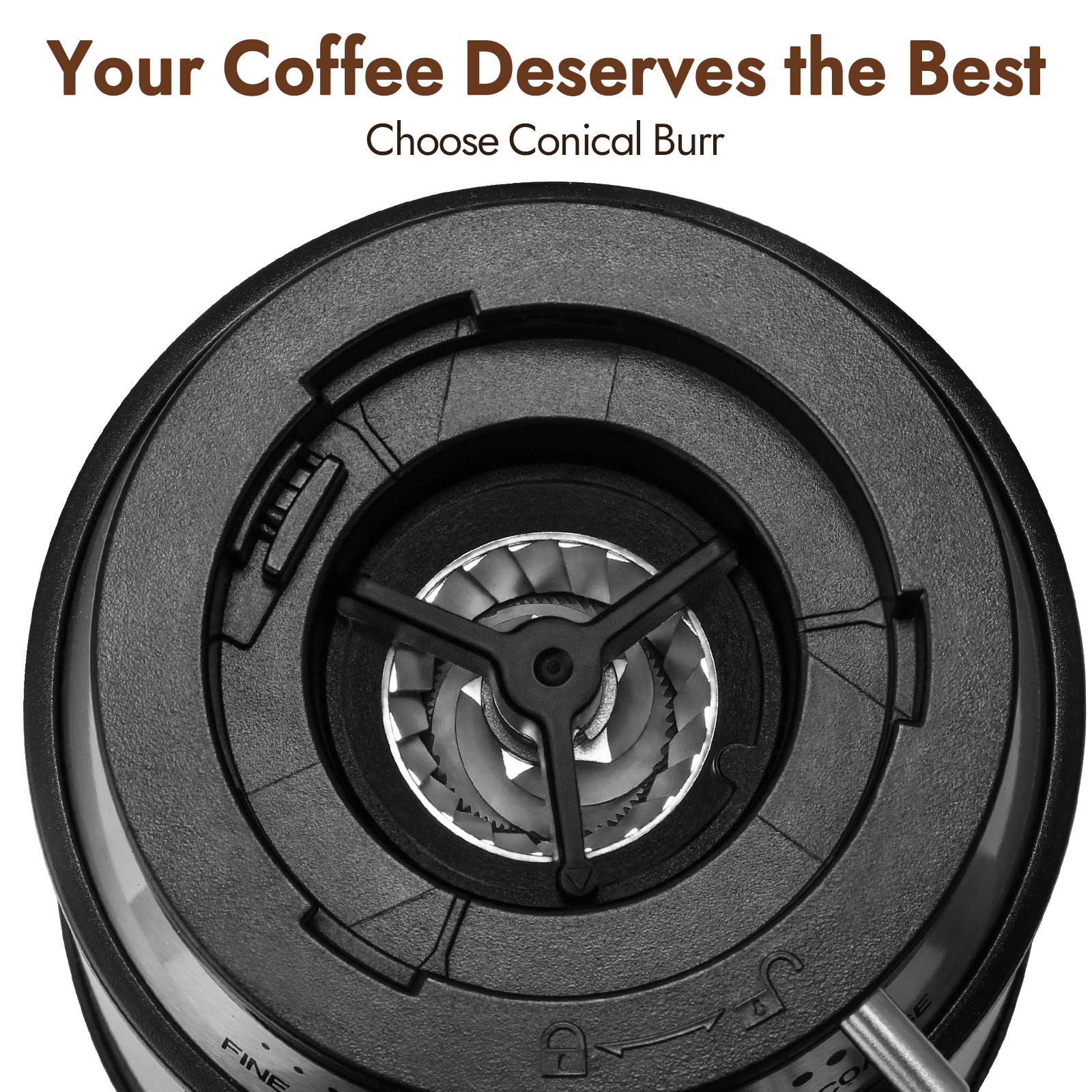Secura Electric Conical Burr Coffee Grinder With 17 Grind Settings From French to Espresso, Black
