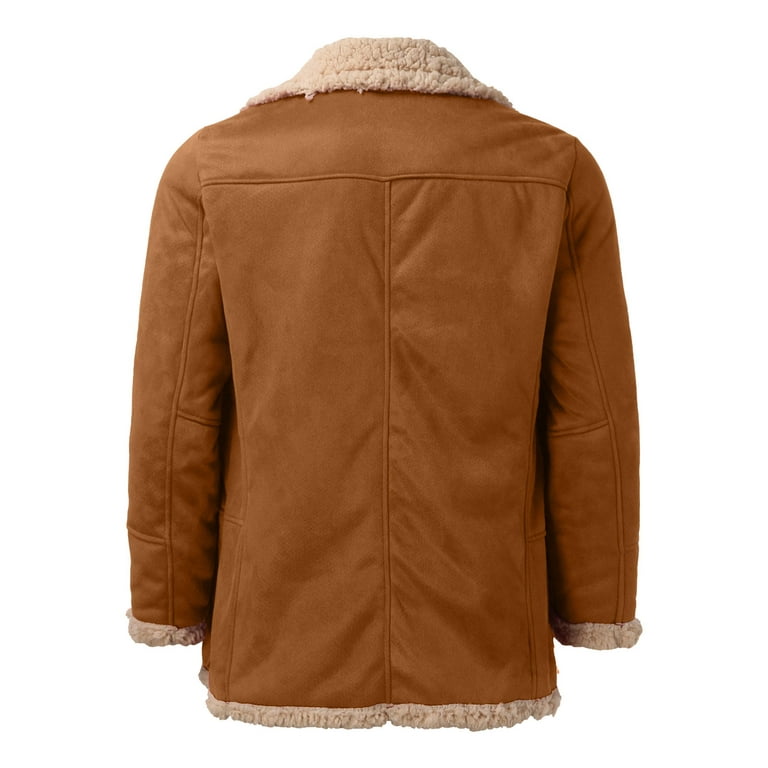 HSMQHJWE Weatherproof Jacket 5Xl Men Jacket Men Plus Size Winter Coat Lapel  Collar Long Sleeve Padded Leather Jacket Vintage Thicken Coat Sheepskin