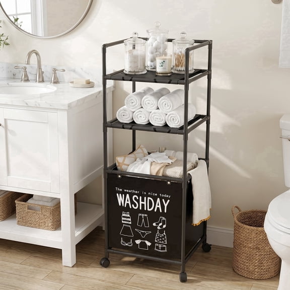Renyuanyuan Kitchen Serving and Storage Cart, 3 Tier Rolling Microwave Stand with Storage, for Living Room, Office, Balcony