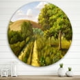 thumbnail image 2 of Designart 'Vital Country Road During Summer' Traditional Circle Metal Wall Art 36x36 - Disc of 36, 2 of 5