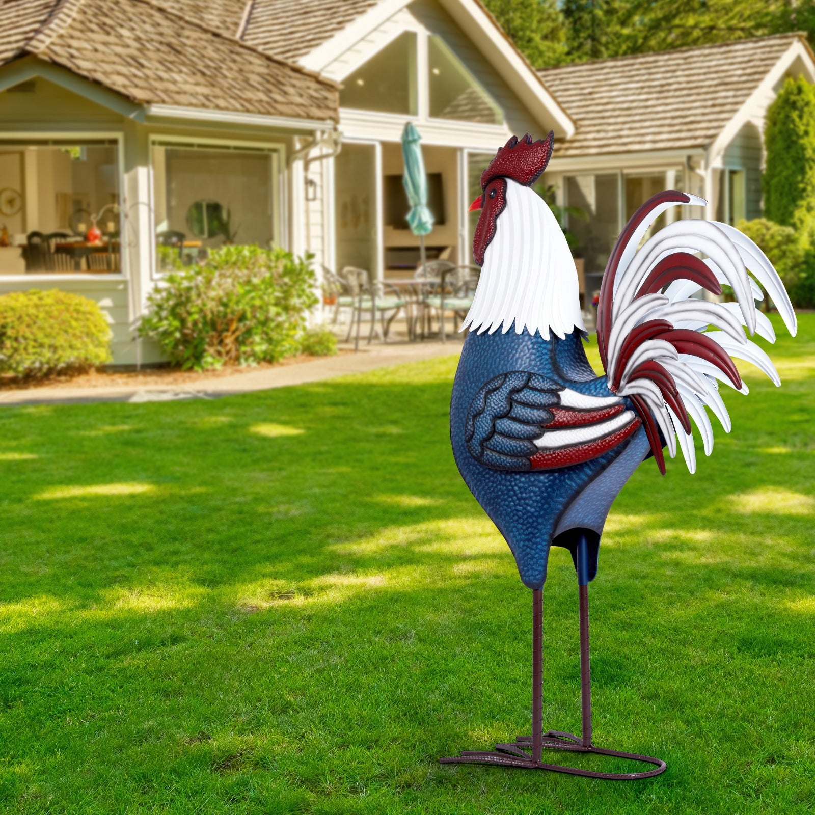 63 Inch Patriotic Rooster Garden Statue