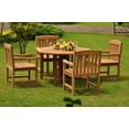 thumbnail image 5 of Teak Dining Set: 4 Seater 5 Pc: 48" Round Butterfly Folding Table And 4 Devon Captain/Arm Chairs Outdoor Patio Grade-A Teak Wood WholesaleTeak #WMDSDVf, 5 of 7