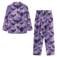 thumbnail image 6 of Garronmavis Halloween Sleepwear Women Cozy Soft Loungewear Set Nightwear Long Sleeve Button Down PJs 2 Piece Pajama Set with Pockets Fall Outfits, Purple Bats, 6 of 7