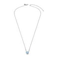 thumbnail image 3 of 1 pc Rhodium Plated 925 Sterling Silver Rhinestone Pendant Necklace Platinum Aquamarine 18.5 inch, 3 of 4