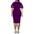 thumbnail image 3 of hirigin Women?S Plus-Size Dress, V-neck Double Layer Short Ruffle Sleeve Bodycon Back Zipper Garment Skirt, 3 of 4