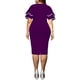 thumbnail image 4 of TRKIYQC Vestido ajustado para mujer, cuello en V, doble capa, manga corta con volantes, cremallera trasera, falda de una pieza TRKIYQC Vida cotidiana, 4 of 5