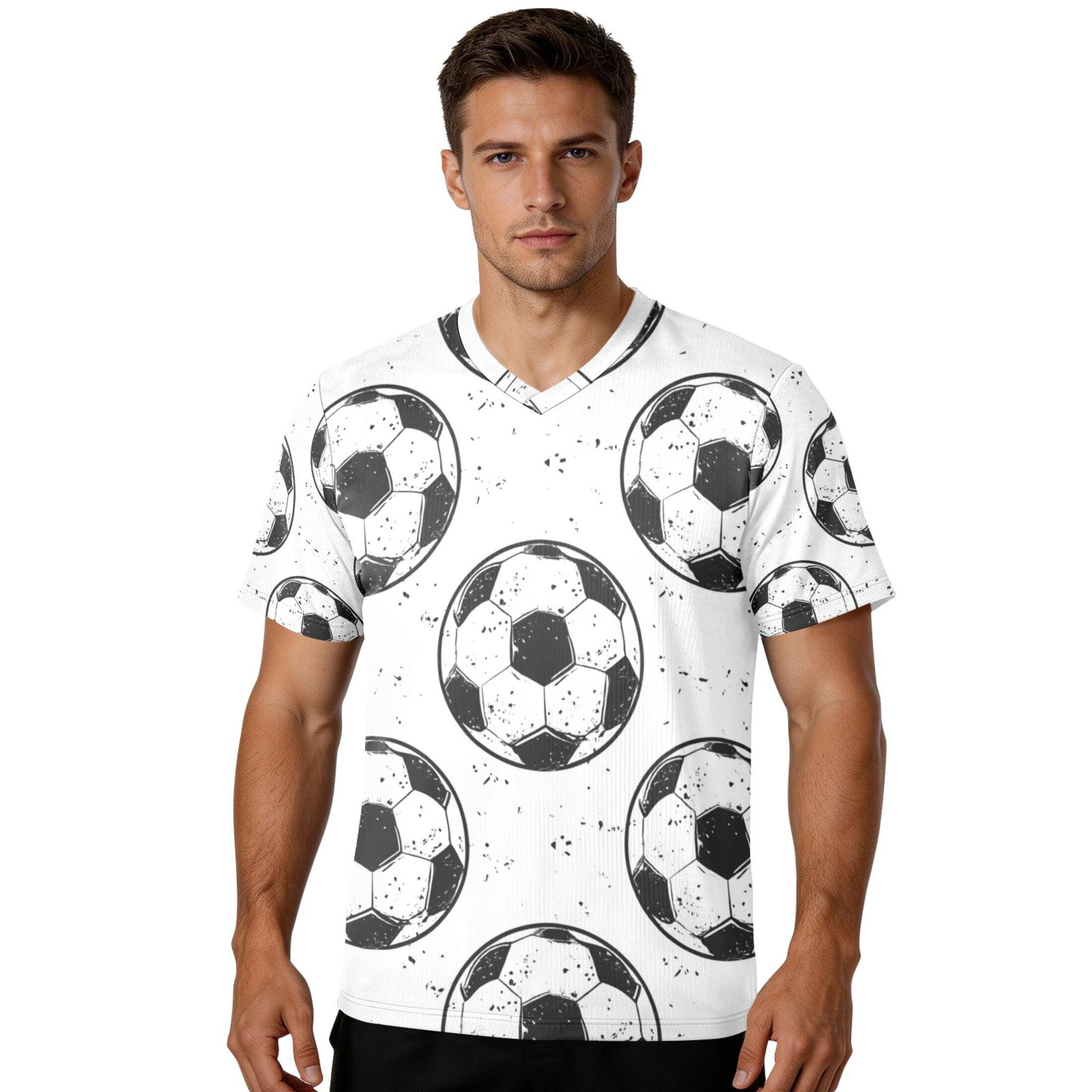 Doodle Football Patterns Men's Sports Jerseys Athletic T-Shirt Football Referee Short Sleeves Shirt L