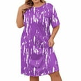 thumbnail image 1 of WZXFASHION Robe de Nuit Décontractée Grande Taille pour Femmes, Imprimé Cœur, Manches Courtes, Col Rond, Extensible Moyen, Ample, Violette, TTTTG, 1 of 4
