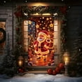 thumbnail image 4 of Meggemo Lighted Christmas Door Curtain Santa Claus Tree Printed Banner Xmas Hanging Decor Reusable Holiday Accessory for Indoor Outdoor Christmas Parties Home Entryway Yard Displays, 4 of 6