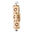 thumbnail image 2 of Wooden Bird Chew Toy, Hanging Parrot Foraging Blocks with Bell and Metal Hook, Cage Enrichment Toy for Small to Medium Parakeets Cockatiels Conures Caique, 2 of 7