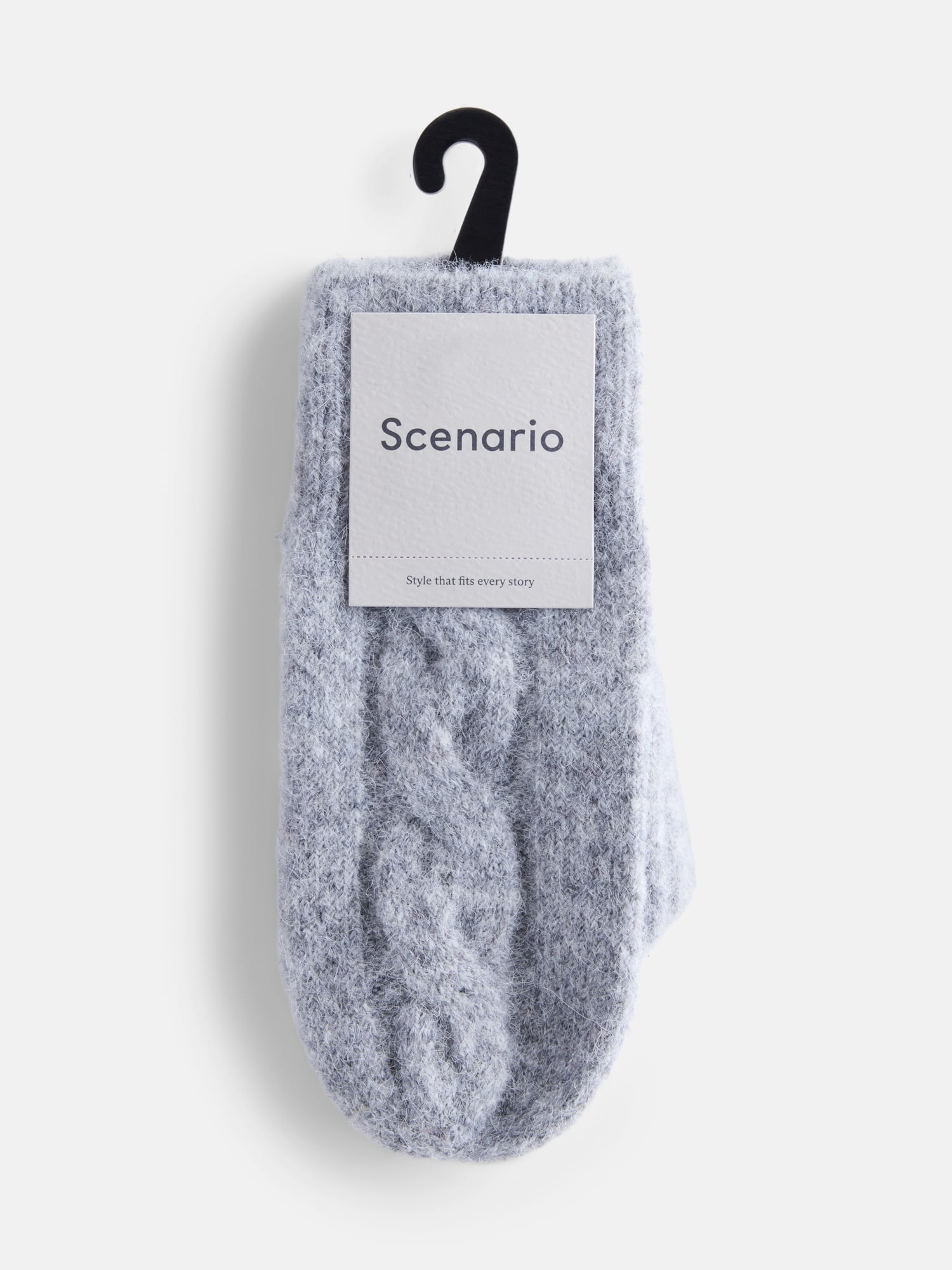 Scenario Women's Cable Knit Mittens, Medium Grey Heather