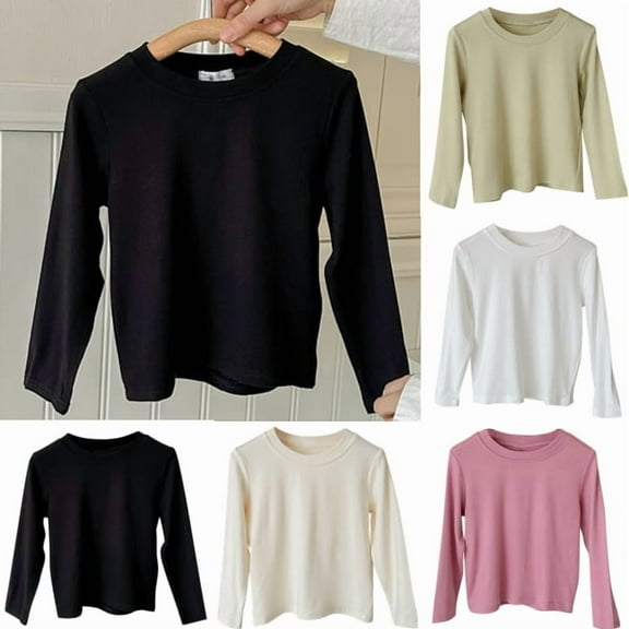 Bnwani Long Sleeve Toddler T Shirt Cotton Black Crew Neck Loose Casual Solid Tops 12-24 Momths