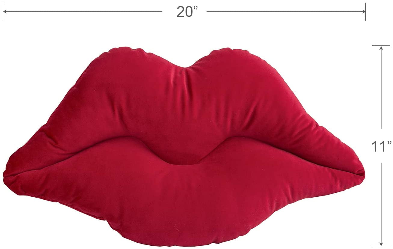3d Lips Throw Pillows Smooth Soft Velvet Insert Included Cushion For Couch  Bed Living Room, New Red, 20 X 11 Inches