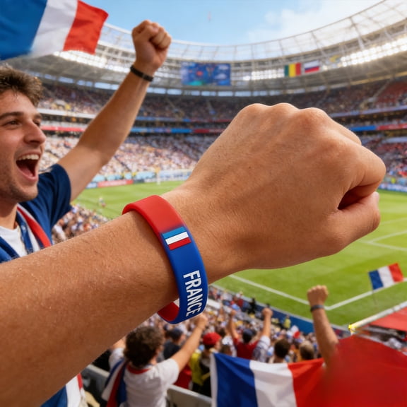 Uutvery Soccer World Match Silicone Bracelet, Netherlands USA Portugal Flag Wristband, Intaglio Color Filled Fan Support Accessory, One Size