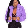 thumbnail image 2 of Women Coat Fluffys Fleece Turn-down Collar Faux Furs Top Short Loose Coat, 2 of 8