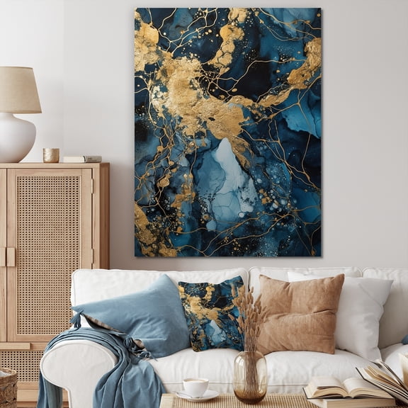 Designart "Exploring The Depths Of Blue Geode II" Abstract Marble Canvas Art Print