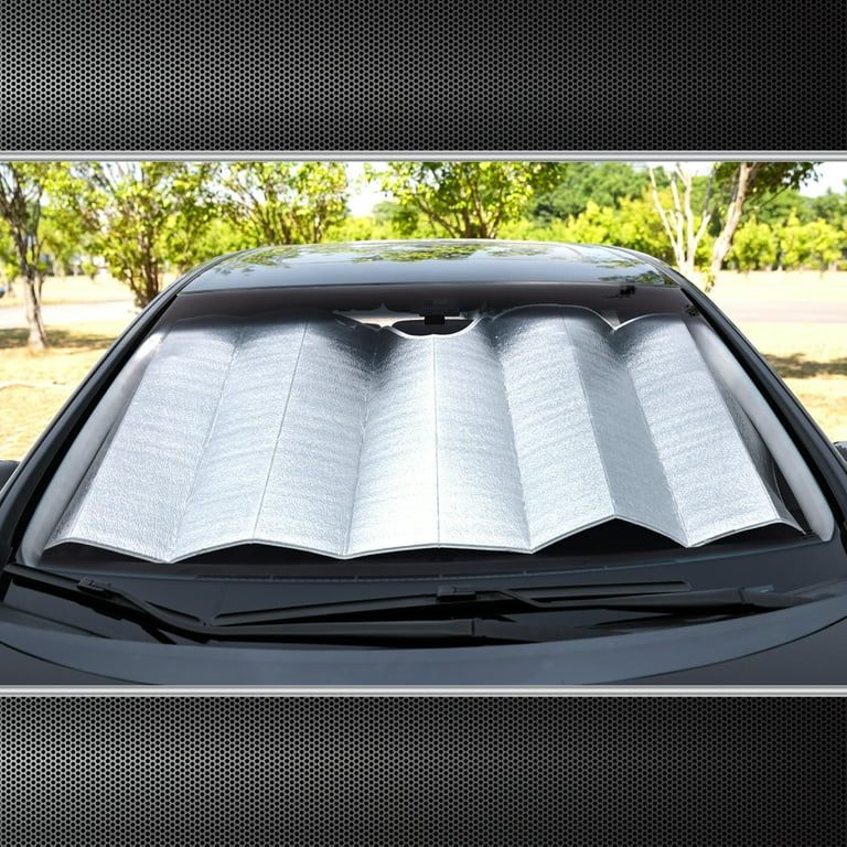 Auto Drive Universal Fit on Windshield Silver Accordion Sunshade 1
