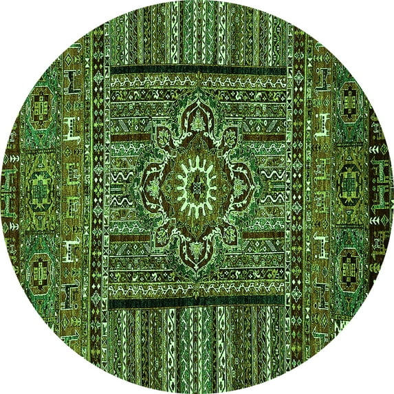Ahgly Company Indoor Round Abstract Green Modern Area Rugs, 5' Round