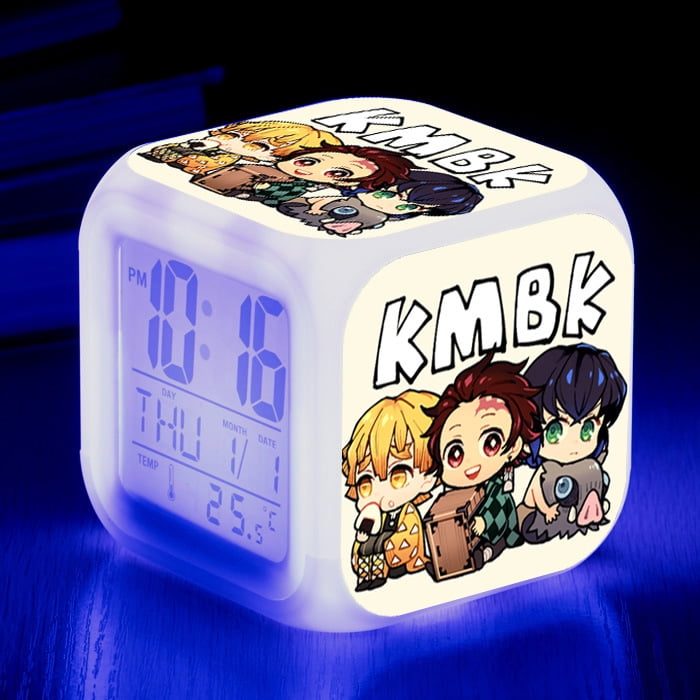 TIMPCV Anime Alarm Clock One Piece LED Square Clock Digital Alarm Clock
