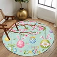 thumbnail image 3 of Easter Eggs Large Area Rugs for Bedroom Living Room, Soft Non Slip Carpet Bedside Rug, Spring Watercolor Bunny Flower Green Round Floor Cover Kitchen Accent Rug 5' for Dining Room/Office, 3 of 9