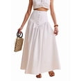 thumbnail image 2 of Women'S French Style White Stitching Buttoned High Waist Maxi Skirt Pleated Flowing Maxi Skirt High Waist Maxi Skirt L, 2 of 9
