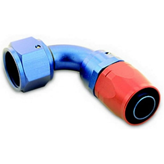 A1P09010 200 Series 10 AN, 90 deg Swivel Hose End, Blue & Red Anodize