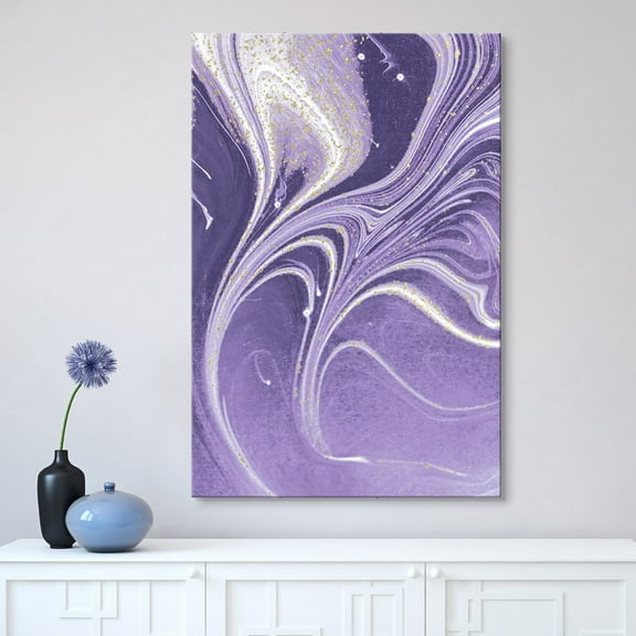 wall26 - Canvas Wall Art - Purple Monochromatic Paint Spill - Giclee Print Gallery Wrap Modern Home Art Ready to Hang - 24x36 inches