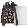 thumbnail image 3 of Balery Colorful Retro Tape Mochila de Cuero para Mujeres, Gran Capacidad, Bolsa de Viaje Multifuncional, Mochila de Cuero y Bolsa de Hombro para Mujeres, 3 of 4