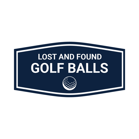Fancy Lost And Found Golf Balls Sign (Navy Blue / White) - Large
