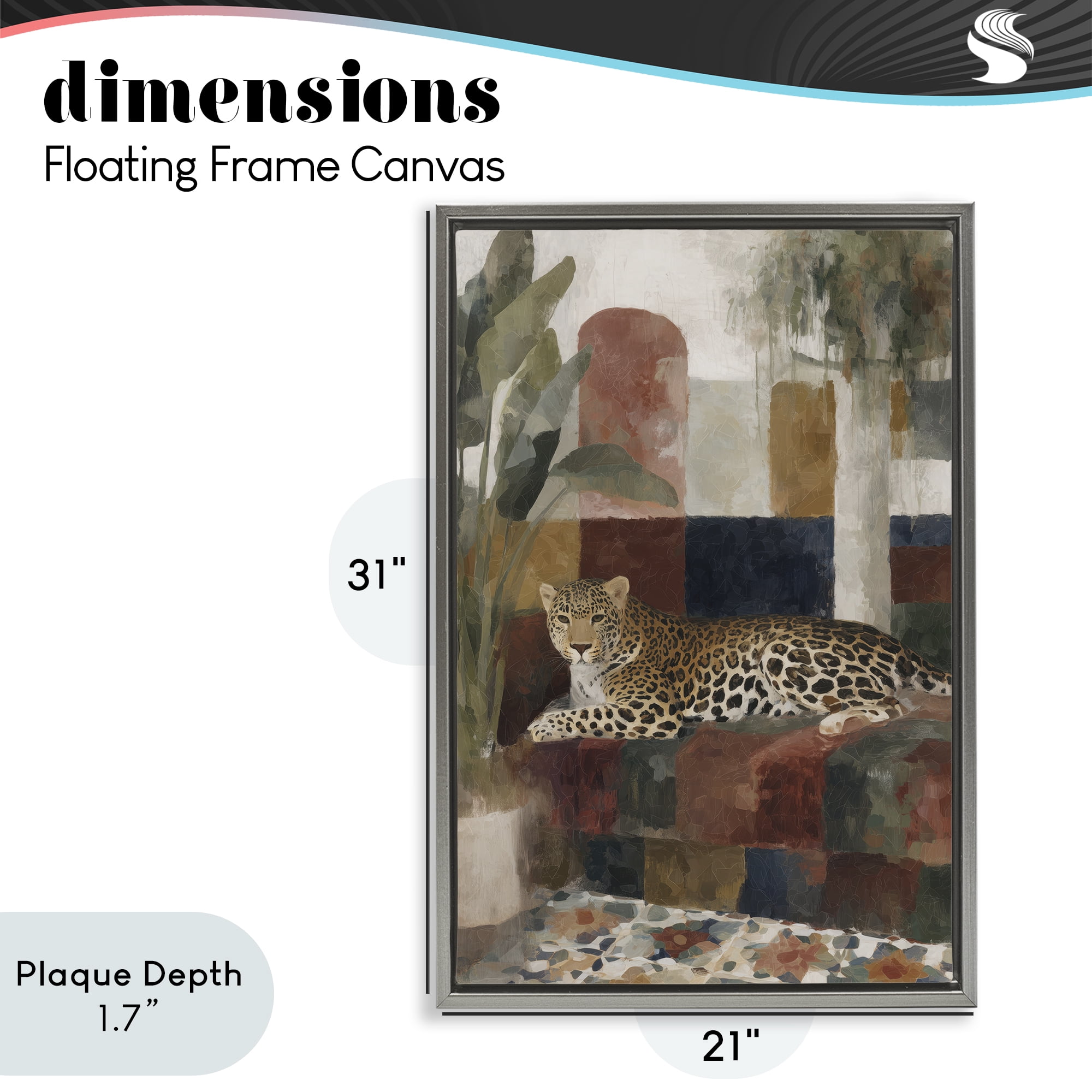 Stupell Industries Jaguar Among Tropical Palms Gray Framed Floater Canvas Wall Art, design by Chromatic Storm Studio