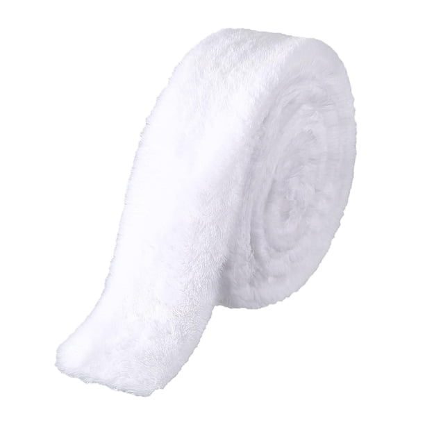 Cinta de pelo artificial para Navidad, adorno de bricolaje, decoración navideña Pelaje corto blanco