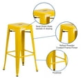 thumbnail image 6 of Flash Furniture 4 Pack Commercial Grade 30" High Backless Yellow Metal Indoor-Outdoor Barstool with Square Seat, 6 of 14