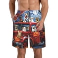 thumbnail image 1 of Sikiie Halloween Pets Pumpkins Print Men's Beach Shorts, High Elastic Quick-drying Shorts - with Drawstring and Slip Pockets, Suitable for Beach, Sports, Vacation-Large, 1 of 6