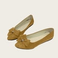 thumbnail image 6 of Womens Pointed Toe Suede Ballet Flats Bow-Knot Slip-Ons Dressy Casual Comfortable Wear to Work Loafers Yellow 9.5(43), 6 of 7