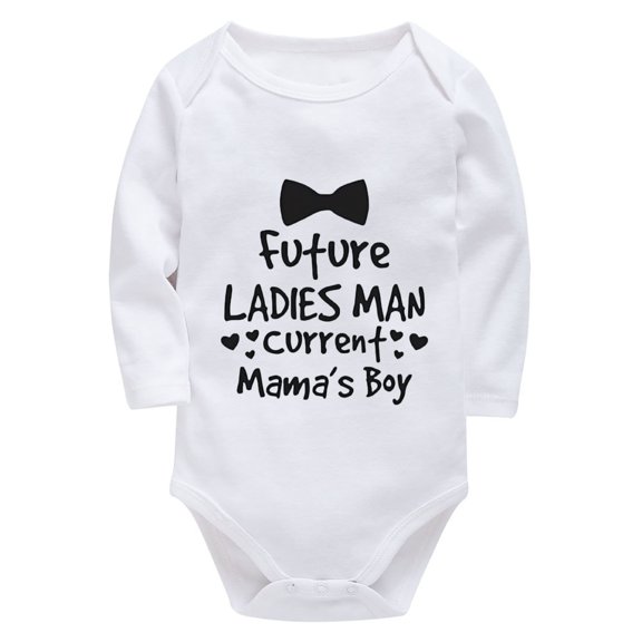 Future Ladies Man Current Mama's Boy Newborn Onesie Baby Girl Long Sleeve Neutral Newborn Outfit White Baby Boy Onsies3-6
