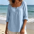 thumbnail image 6 of Gamivast Scoop Neck Blouses for Women 3/4 Sleeve Casual Shirts Flowy Tunic Tops Loose Fit Basic Lightweight Pullover for Everyday Fall Lounge Wear Comfortable Tees, 6 of 7