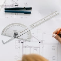 ROMANSENTIAL 1Pcs Round Head Protractor with Swing Arm for Accurate Angle Measurement in School