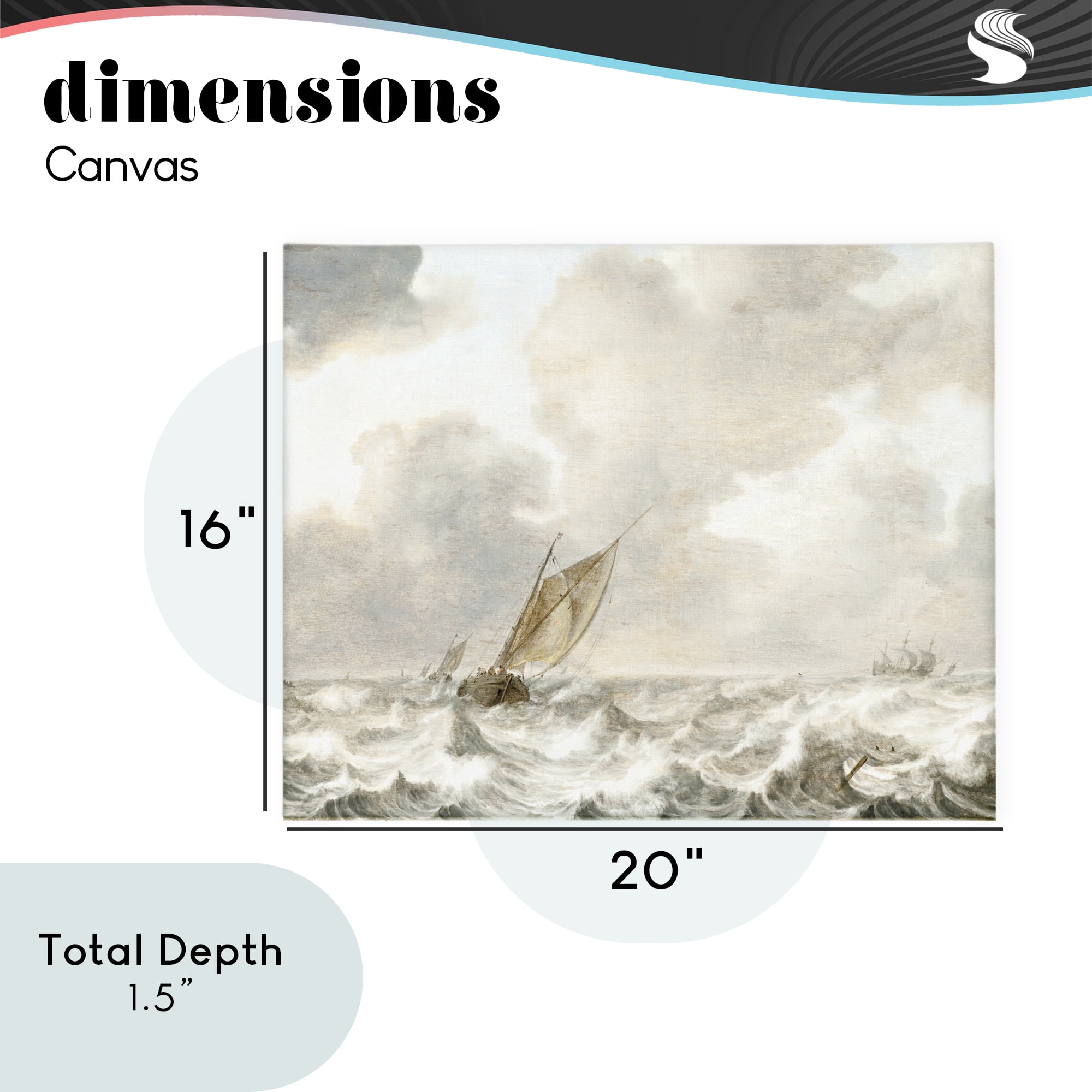 Stupell Industries Vintage Stormy Seas Canvas Wall Art, design by Leah Straatsma