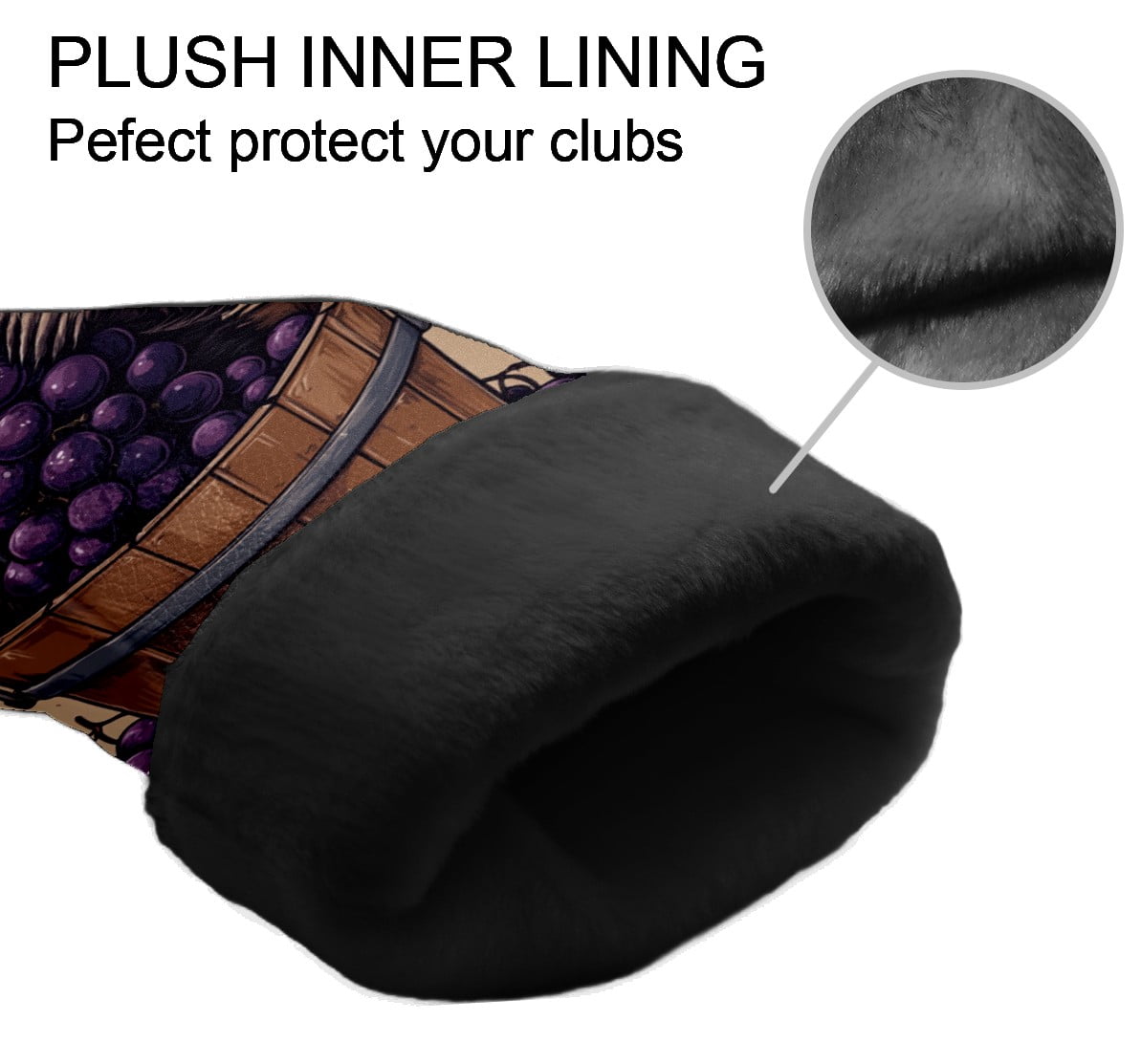 Golf Club Covers PU Leather Waterproof Head Covers for Fairway Woods Hybrids Brown Raccoon Grapes